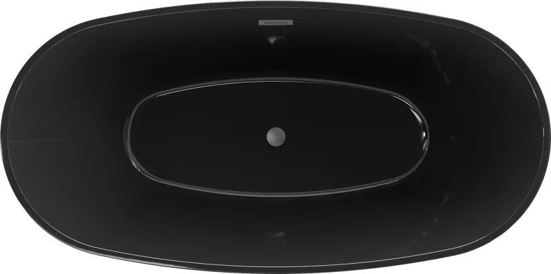 Mexen Eris, voľne stojaca vaňa 170 x 80 cm, čierna,  brúsený grafit prepad, 53441708070-95