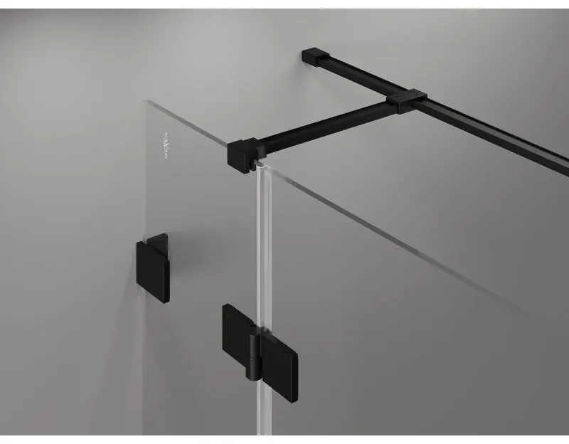 Mexen Lunar T, sklápací sprchový kút ľavý 140 x 80 cm, 8mm číre sklo, čierny profil, 834T-140-080-70-00-L