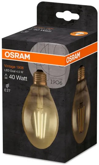 LED žiarovka E27 OVAL 4,5W = 40W 470lm 2500K Warm 360° OSRAM Vintage 1906