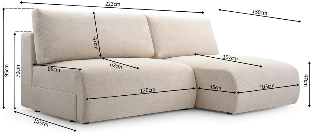 Rohová sedačka Milea (L). Akcia -20%. Vlastná spoľahlivá doprava až k Vám domov. 1135428