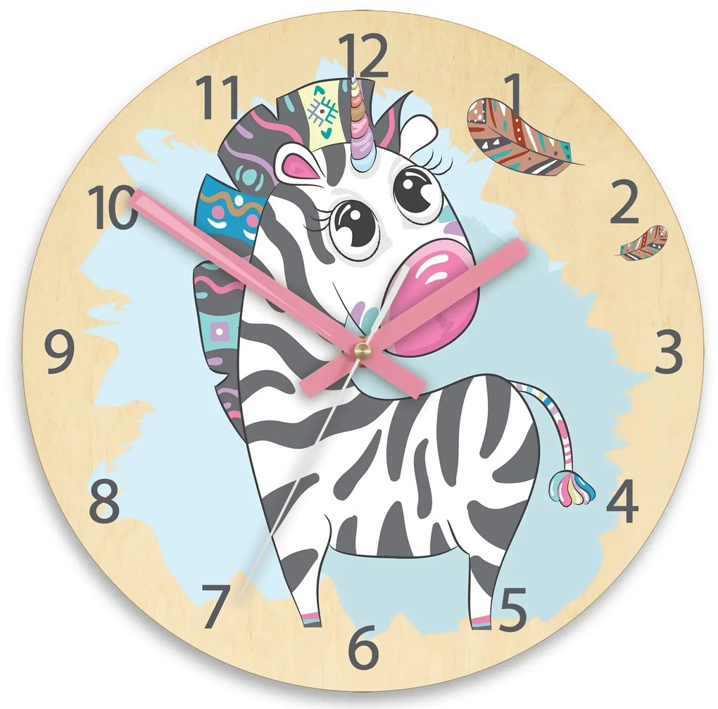 Detské nástenné hodiny Ami Zebra 30 cm viacfarebné II