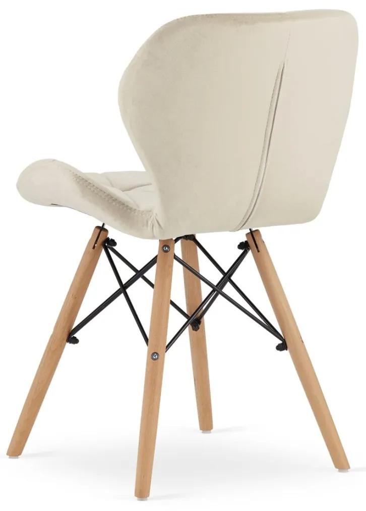 SUPPLIES LAGO Jedálenská velúrová stolička - krémová farba