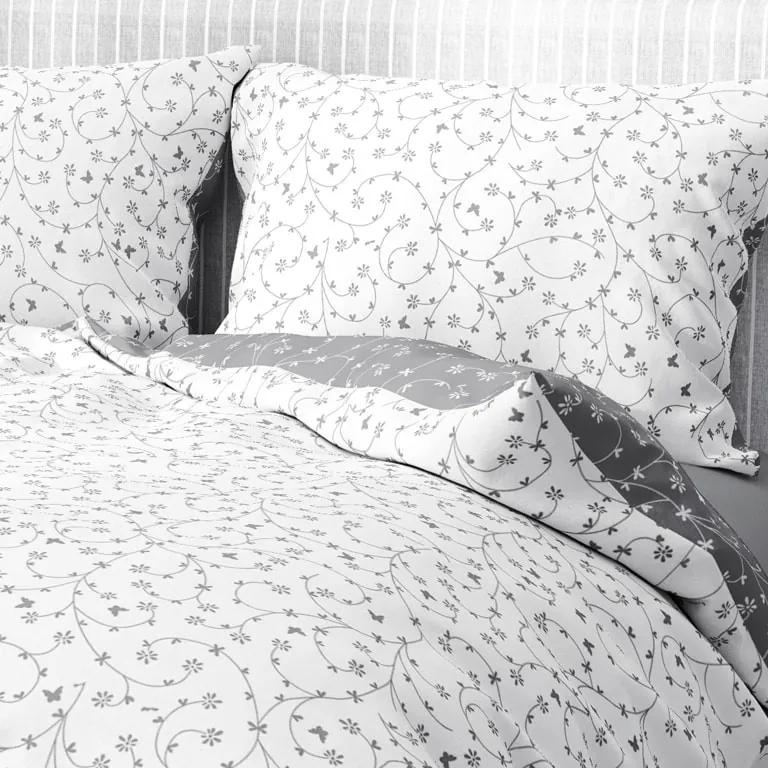 Goldea bavlnené posteľné obliečky - vzor 779 kvietky a motýle 240 x 200 a 2ks 70 x 90 cm