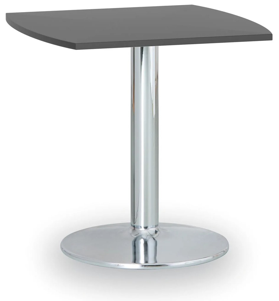 Konferenčný stolík ZEUS II, 66x66 cm, chrómovaná podnož, grafit