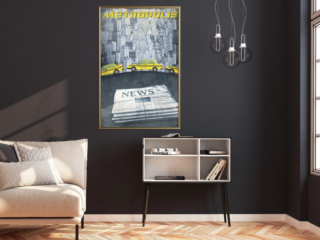 Artgeist Plagát - Metropolis [Poster] Veľkosť: 20x30, Verzia: Zlatý rám s passe-partout