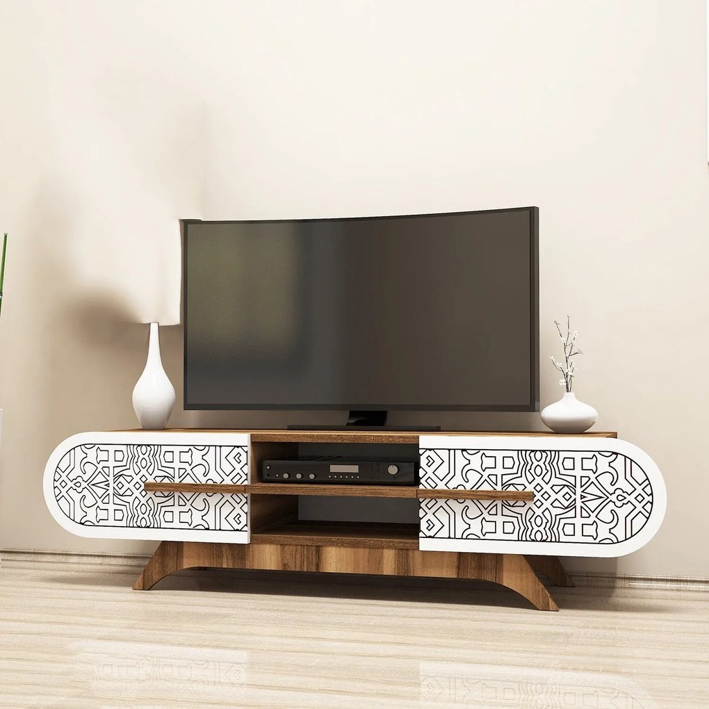 TV skrinka Defne - Walnut White