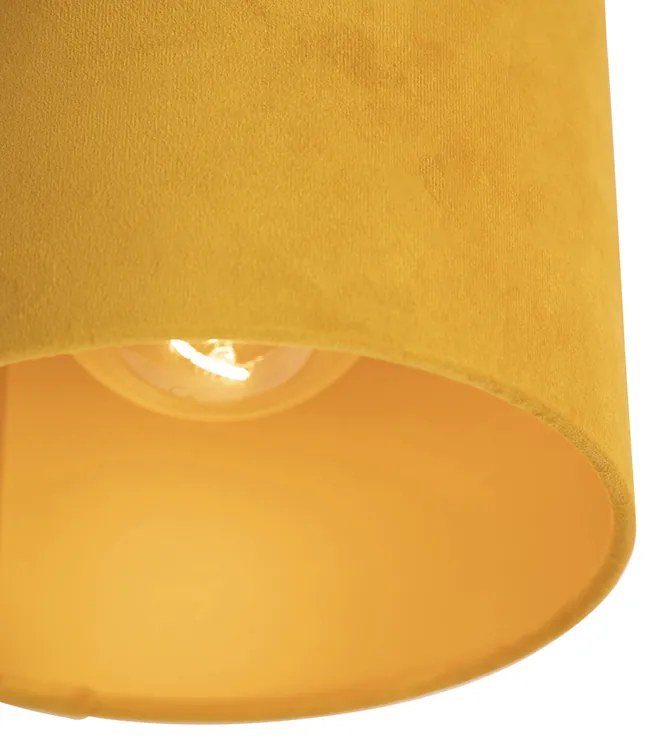 Stropné svietidlo s plyšovým tienidlom okrovým so zlatom 20 cm - Combi čierne
