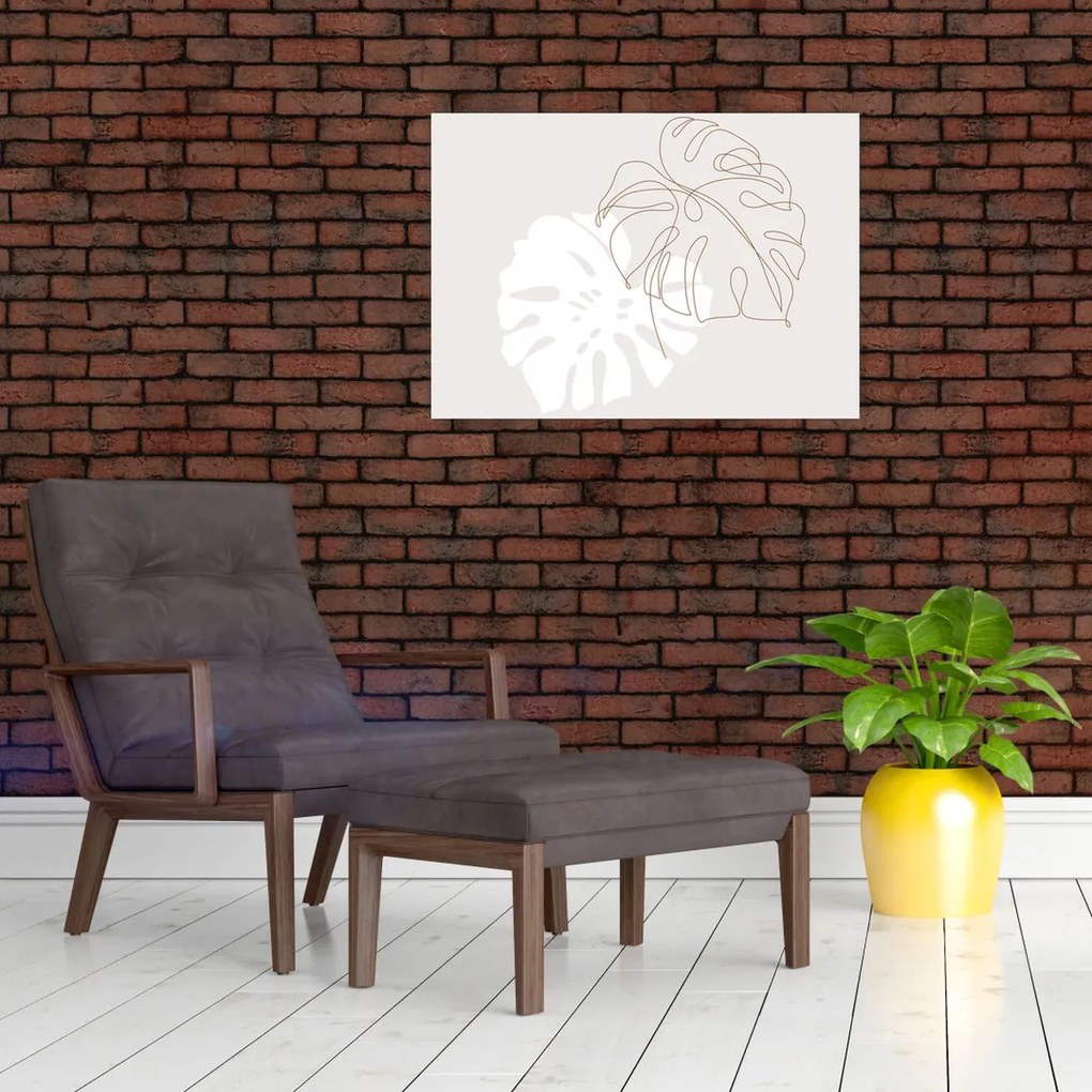 Obraz - Line art monstera N⁰2 (70x50 cm)