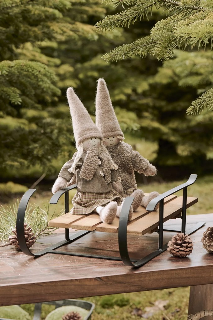 Ib Laursen Dekoratívne sane Black Wooden Seat Small