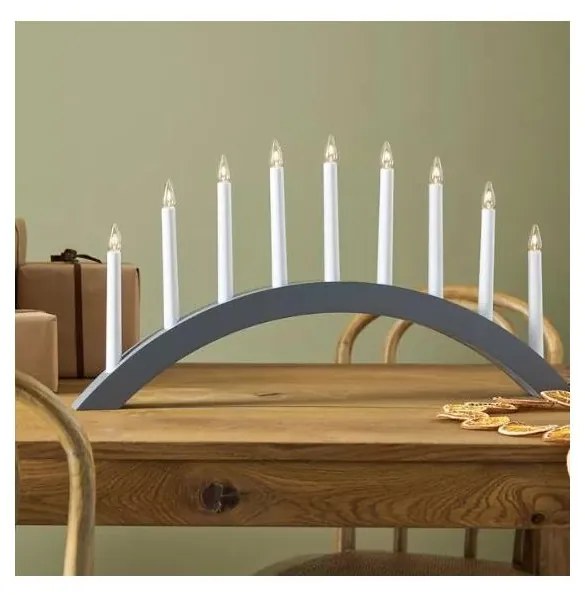 Markslöjd 705811 - Vianočný svietnik ATLE 9xE10/3W/230V šedá