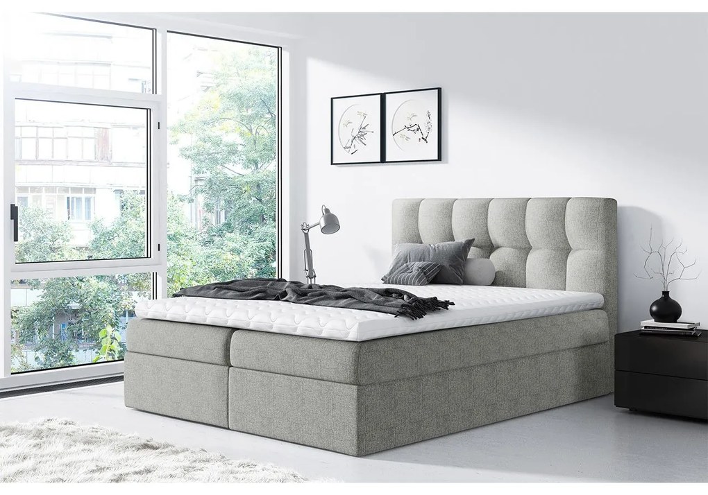 Kontinentálna posteľ Apolon, Rozmer postele: 140x200, Dostupné poťahy: ekokoža Soft 011 (čierna)