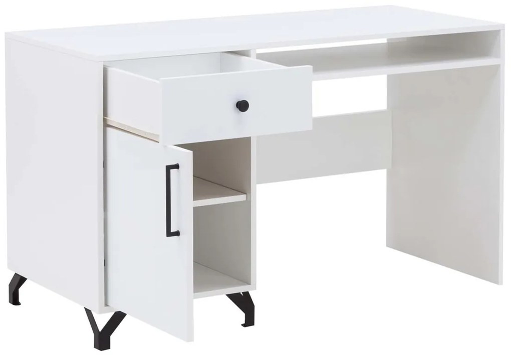 Detský písací stôl Anders 125 cm so zásuvkou - biely