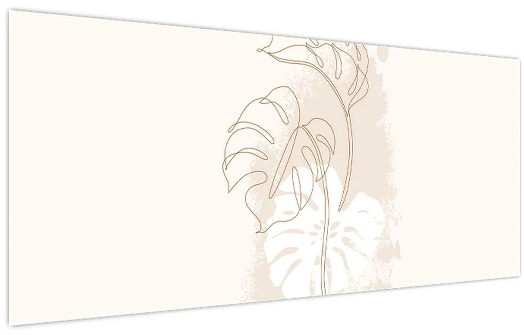 Obraz - Line art monstera N⁰1 (120x50 cm)