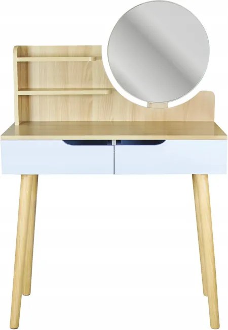 Toaletný stolík SCANDI 2 so zrkadlom naturálny / biely
