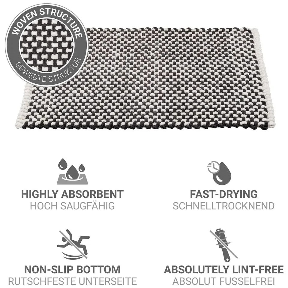 Čiern-obiela textilná kúpeľňová predložka 50x80 cm Covelo – Wenko