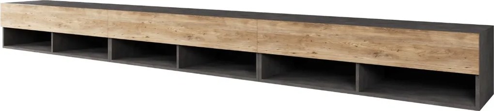 Široká TV skrinka 300 cm matera/gaštan Lowboard A (LOWA300TX + LED)