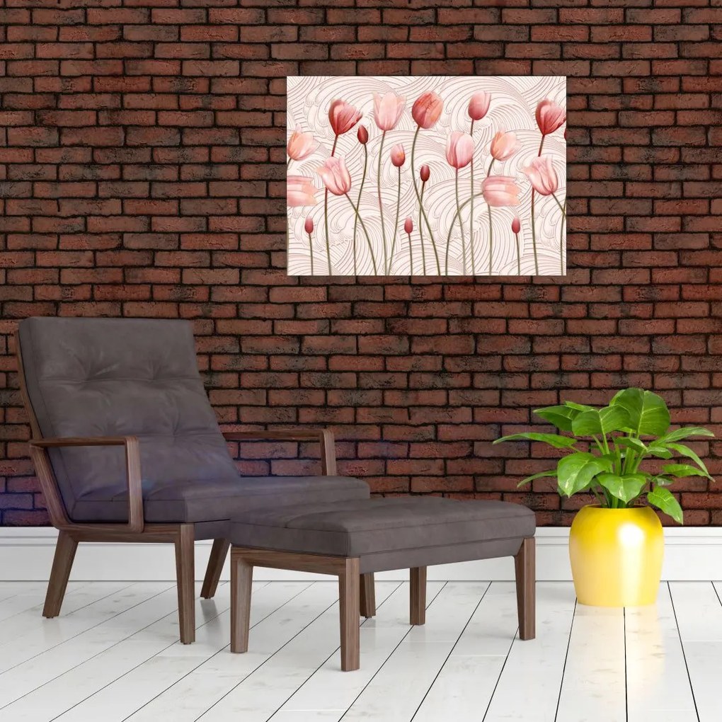 Obraz - Ružové tulipány (70x50 cm)