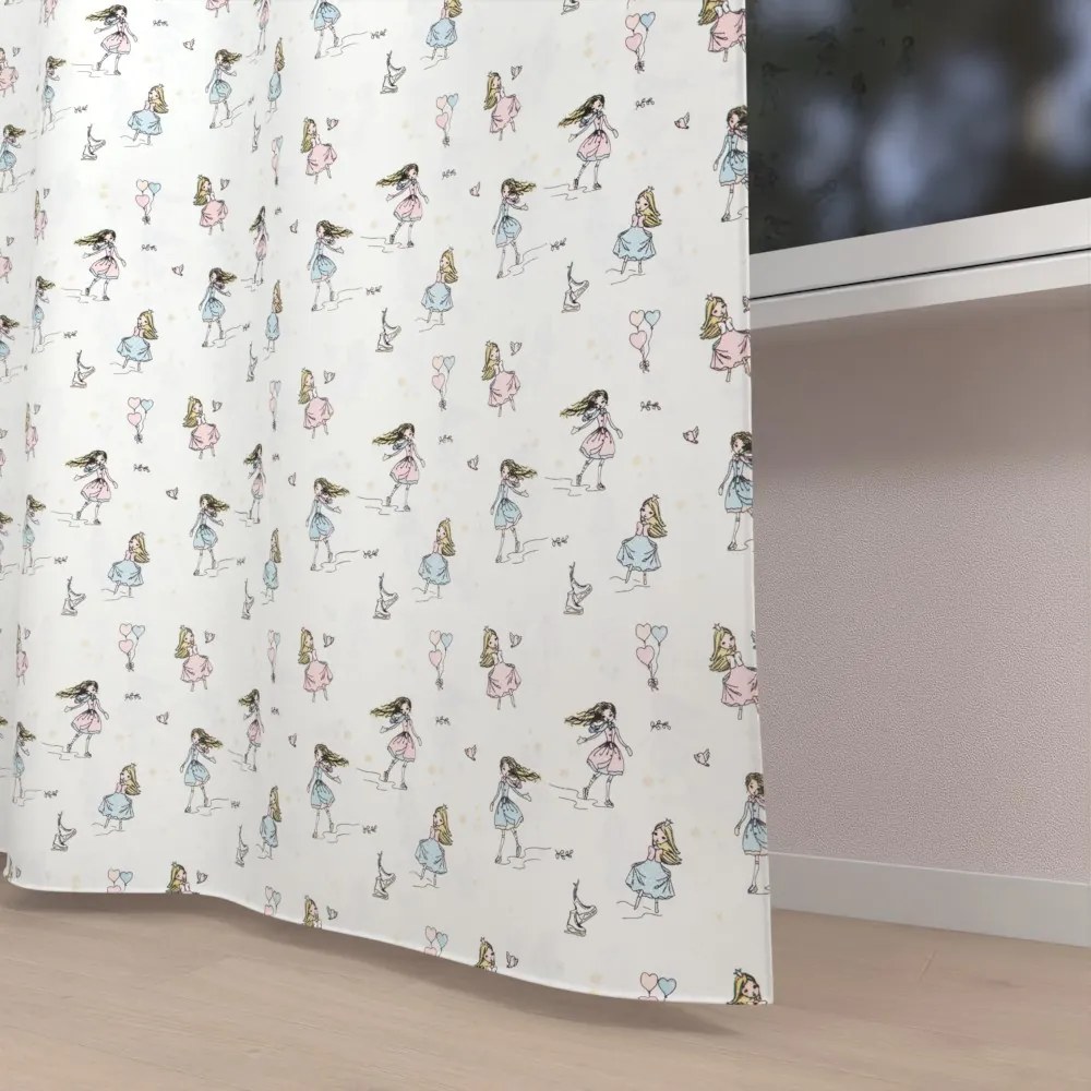 Biante Detský bavlnený záves Sandra SA-261 Krasokorčuliarky na krémovom 130x250 cm