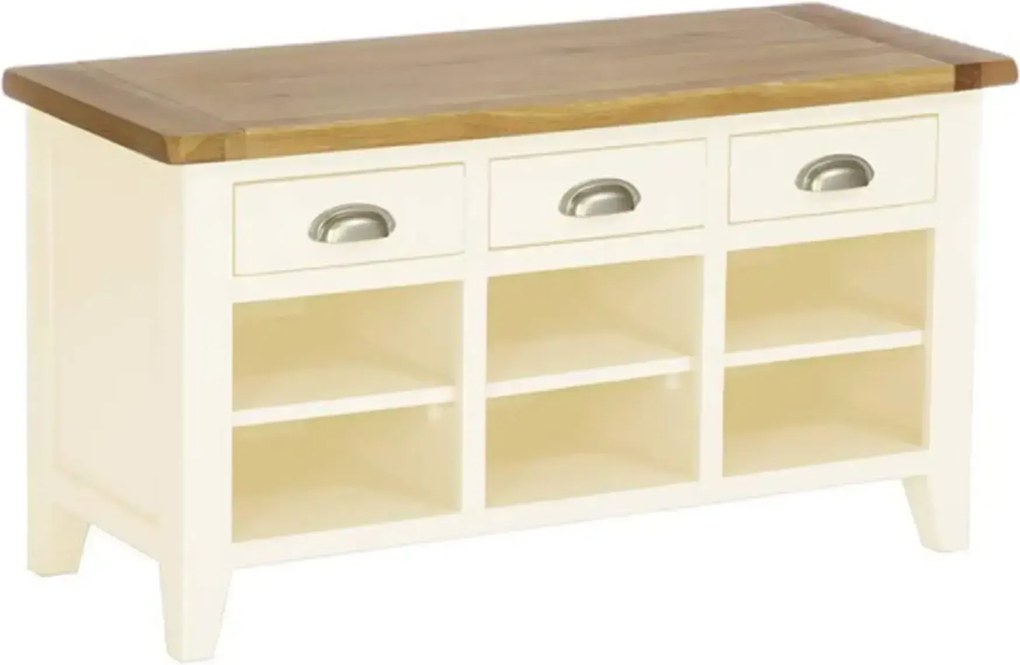 Biely botník na topánky s 3 zásuvkami a policami 110x45x60 cm