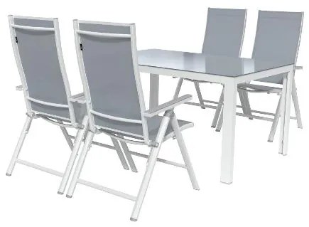 Livarno home Hliníkový záhradný stôl Houston + Hliníkové kreslo Houston s vysokým operadlom, 4 kusy  (800008273)