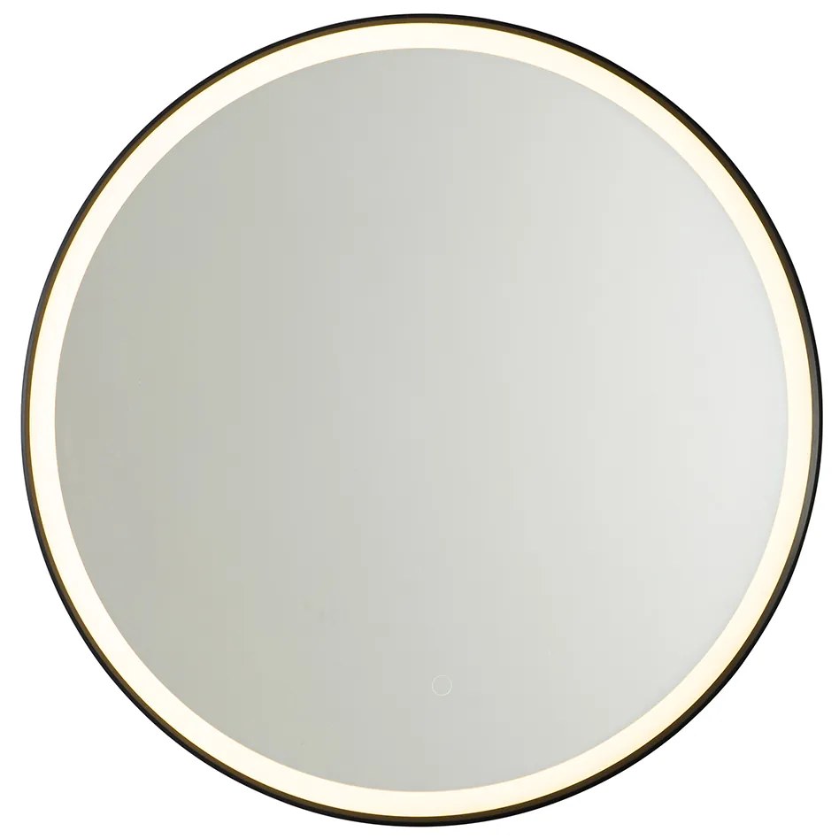 Kúpeľňové zrkadlo čierne 70 cm vrátane LED 3-stupňové stmievateľné s dotykovým okrúhlym - Miral