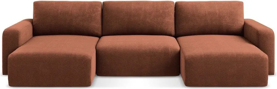 Ženilková rozkladacia/s úložným priestorom rohová pohovka v terakotovej farbe (do tvaru "U") Kona – Makamii