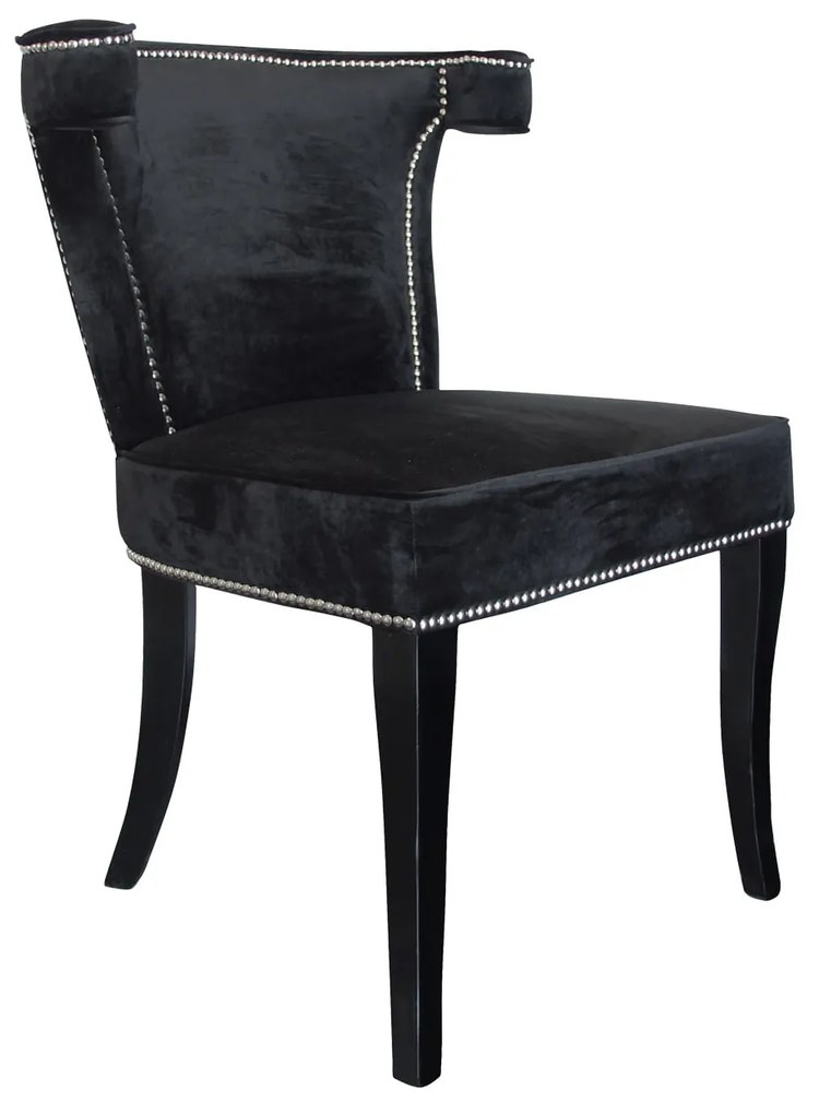 Moderná stolička Earls Court čalúnená čiernym velúrom so striebornými nitmi 56/51/84 cm