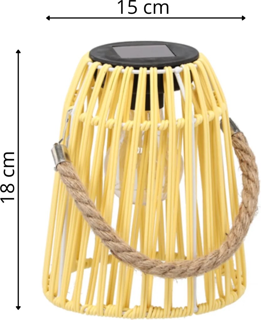 Solárna LED lucerna Sofian 18 cm žltá
