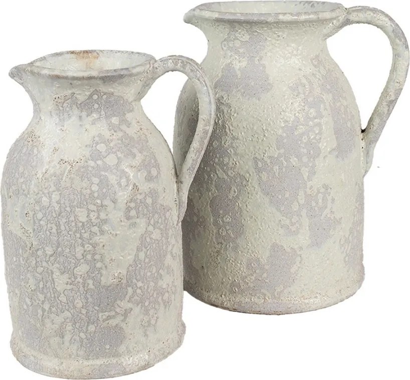 Dekoratívny béžový antik terakotový džbán - 16*13*21 cm