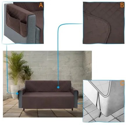 Poťah na sedačku PARIS hnedý, 110 cm