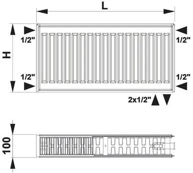 Doskový radiátor Rotheigner 22 300 x 400 mm 6 prípojok (spodné alebo bočné)