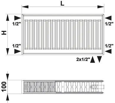 Doskový radiátor Rotheigner 22 400 x 400 mm 6 prípojok (spodné alebo bočné)