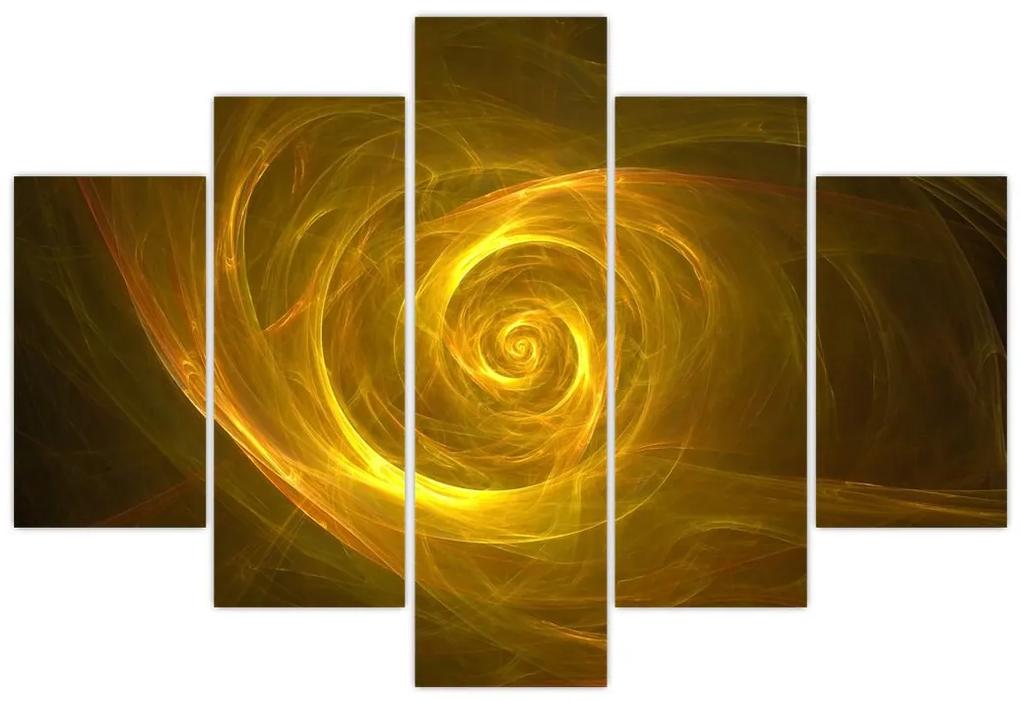 Obraz abstraktnej žltej špirály (150x105 cm)
