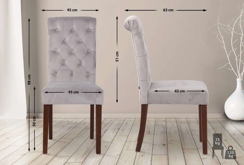 Jedálenská stolička Lisburn - zamat - Sivá