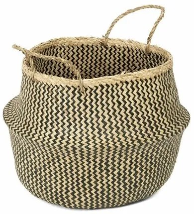 Compactor Pletený úložný košík z morskej trávy Belly, 45 x 36 cm, čierna, L