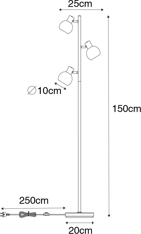 Art Deco stojaca lampa zlatá s ružovým sklom 3-svetlo - Vidro