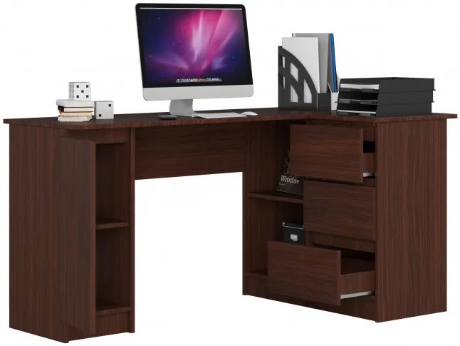 Rohový kancelársky stôl B20 CLP pravostranný, wenge