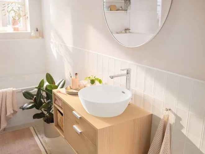 Hansgrohe Rebris S, vysoká umývadlová batéria 240 s odtokovou súpravou s tiahlom, CoolStart, EcoSmart, chrómová, HAN-72590000