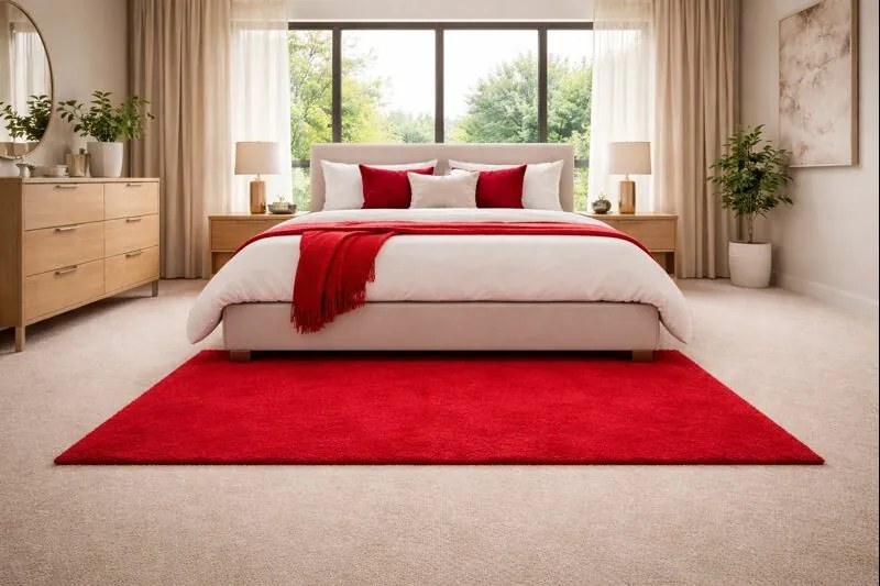 Spoltex, Kusový koberec Eton červený 15 štvorec, 250x250, červená, kuchyňa