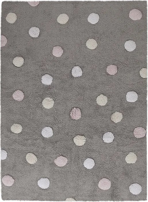 Lorena Canals koberce Ručně tkaný kusový koberec Tricolor Polka Dots Grey-Pink - 120x160 cm