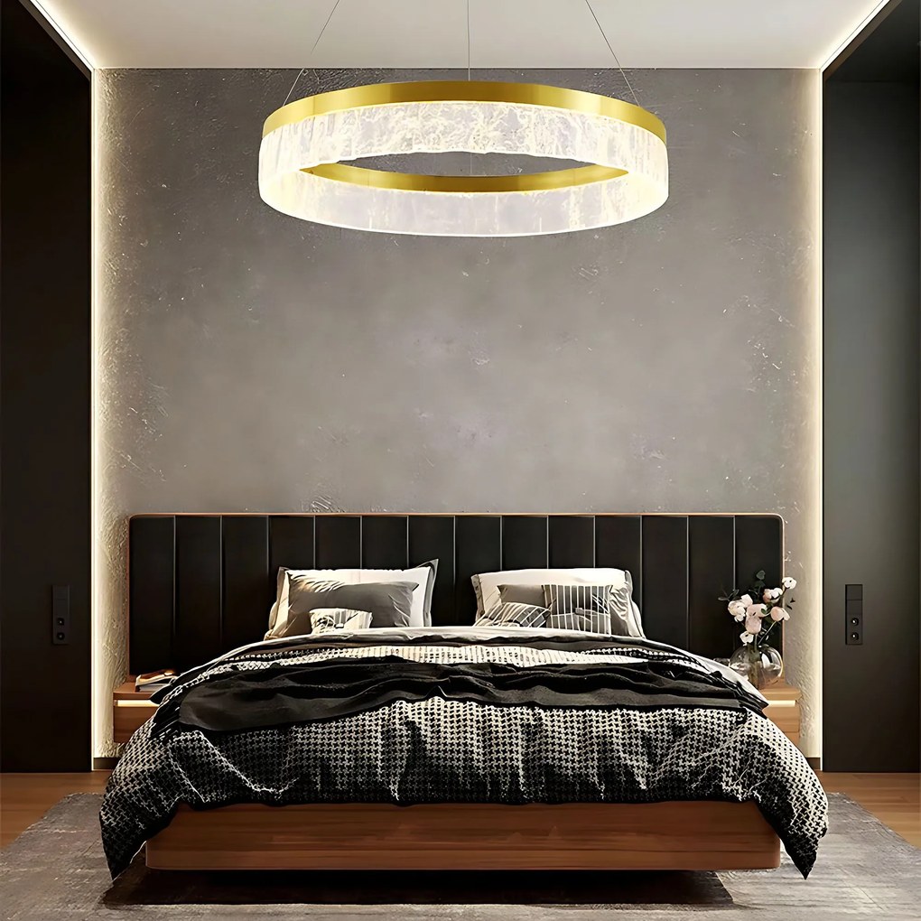 Toolight Toolight, LED závesné osvetlenie 80cm, 50W, 3000K, LHJ047-CP, zlatá lesklá, OSW-50022