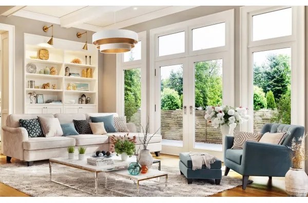 Luster na lanku TRINITI 1xE27/60W/230V biela/zlatá