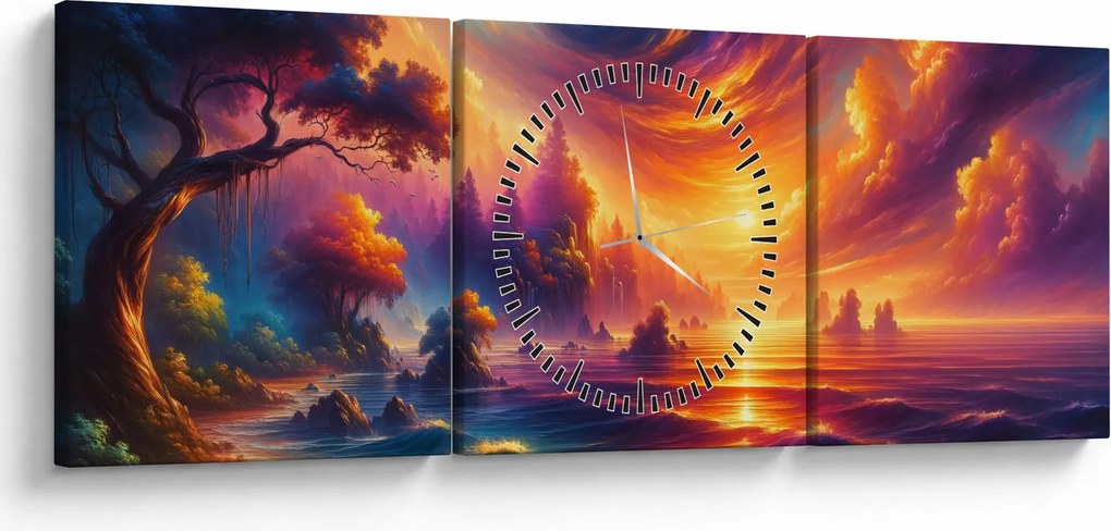 Obraz - Magický svet (s hodinami) (90x30 cm)