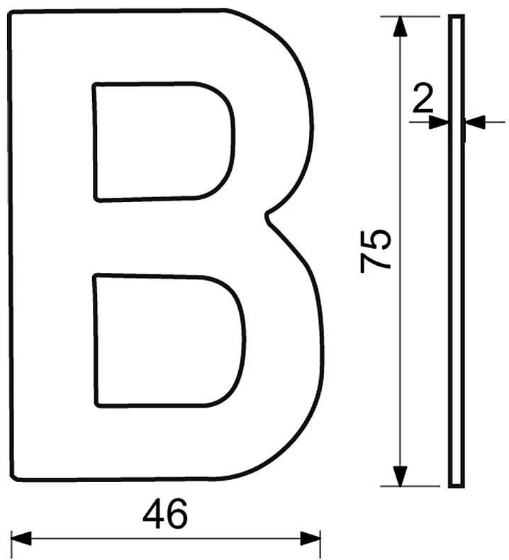 Domové písmeno v plochom „2D“ prevedení RICHTER RN.75L (čierne), B, RICHTER Čierna matná