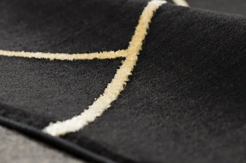 Dywany Łuszczów, Kusový koberec Emerald geometric 1012 black and gold kruh, 160x160 (priemer) kruh, čierna, chodba / predsieň