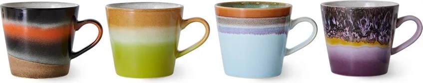 Set 4ks retro hrnček na Cappuccino 70s Solid - Ø 9,5 * 12 * 8,5 / 300 ml