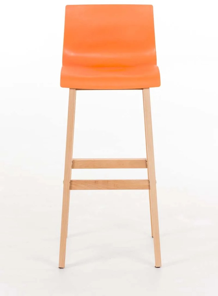 Barová stolička Hoover - plast, drevené nohy natur - Oranžová