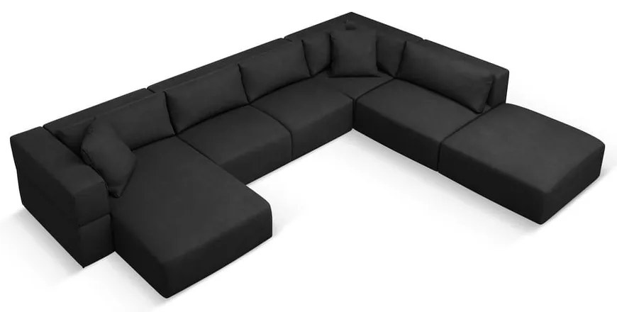 Čierna rohová pohovka do "U", pravý roh Esther - Milo Casa