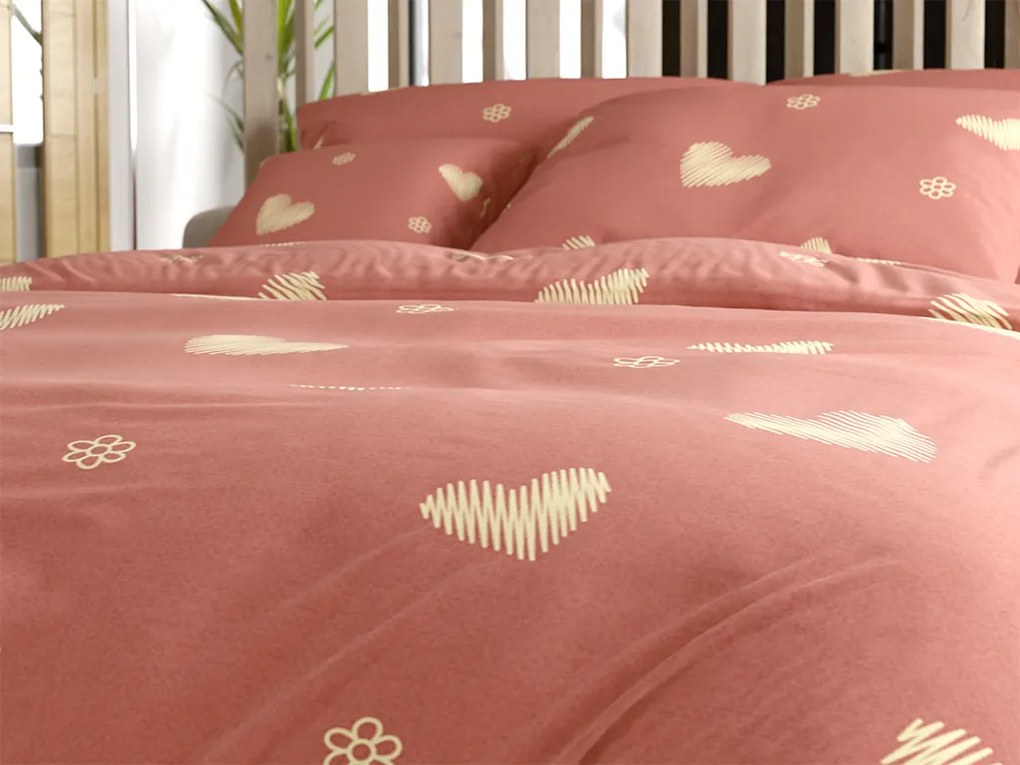 Obliečky z mikrovlákna ORANGE HEART, ružové Rozmer obliečky: 2 ks 70 x 90 cm | 200 x 220 cm