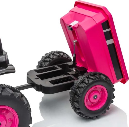 Elektrický traktor Milly Mally s prívesom ružový